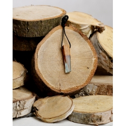 Naszyjnik -  turkusowy z drewnem wtopionym w żywicę